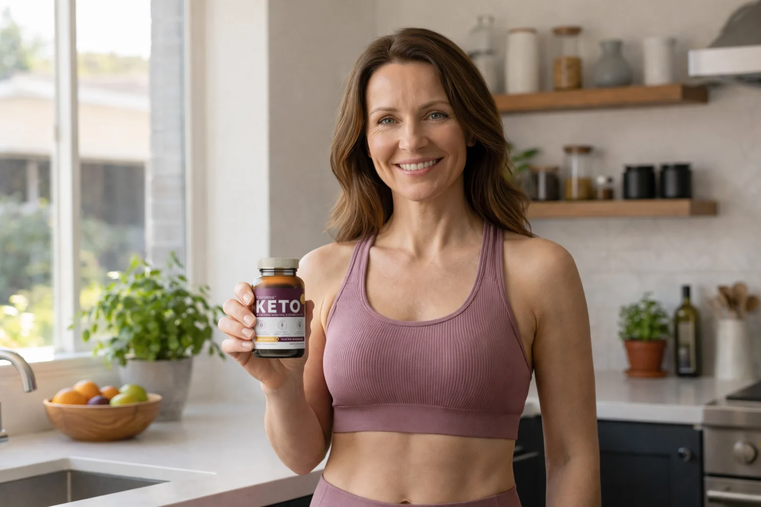 Donna che tiene Ketogenica dopo l'allenamento